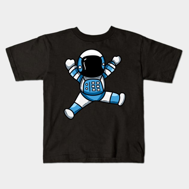 Flying Astronaut Kids T-Shirt by happymonday